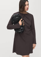 Robe Col Drapé Et Manches Longues