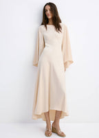 Robe Satinée Manches Cloche