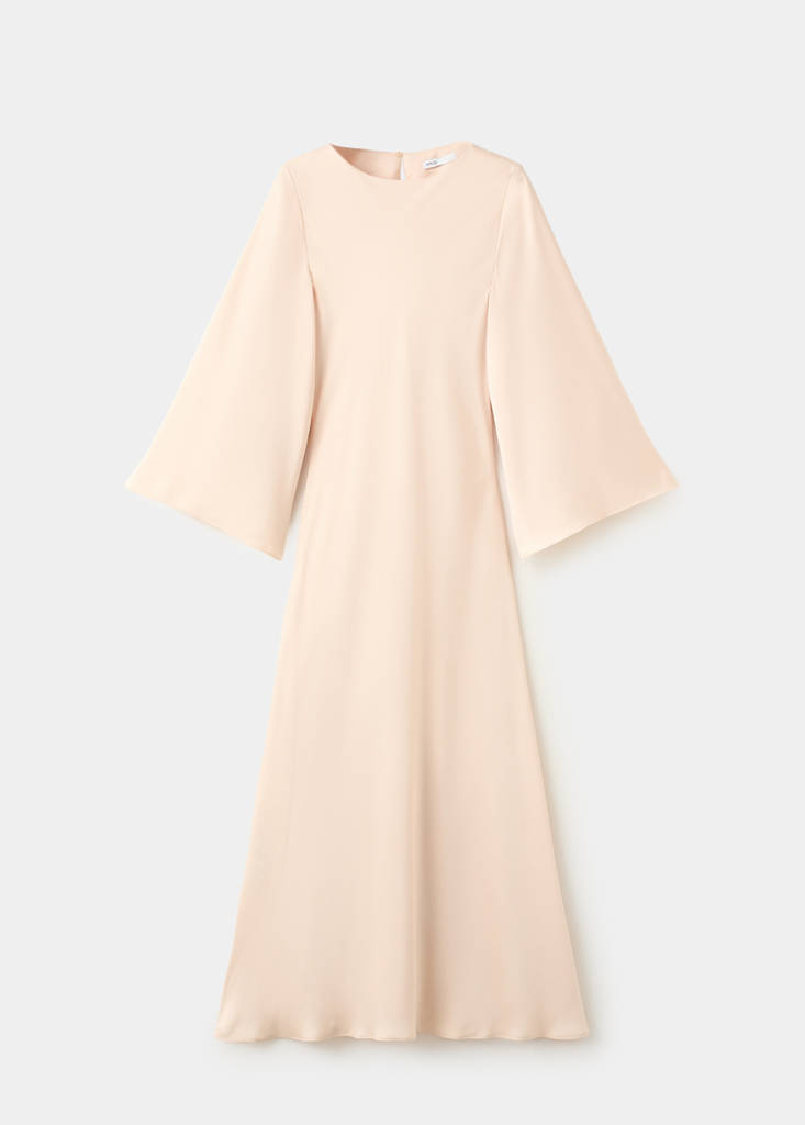 Robe Satinée Manches Cloche
