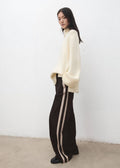 Pantalon Wide Leg À Rayures En Contraste