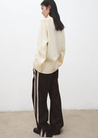 Pantalon Wide Leg À Rayures En Contraste