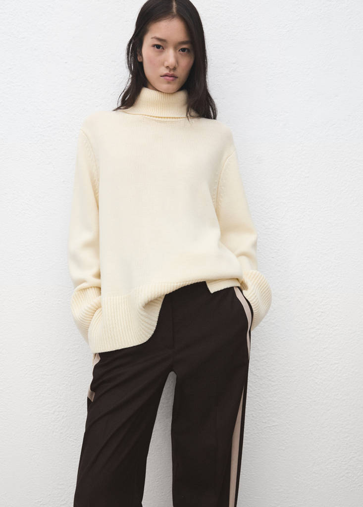 Pantalon Wide Leg À Rayures En Contraste