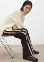Pantalon Wide Leg À Rayures En Contraste
