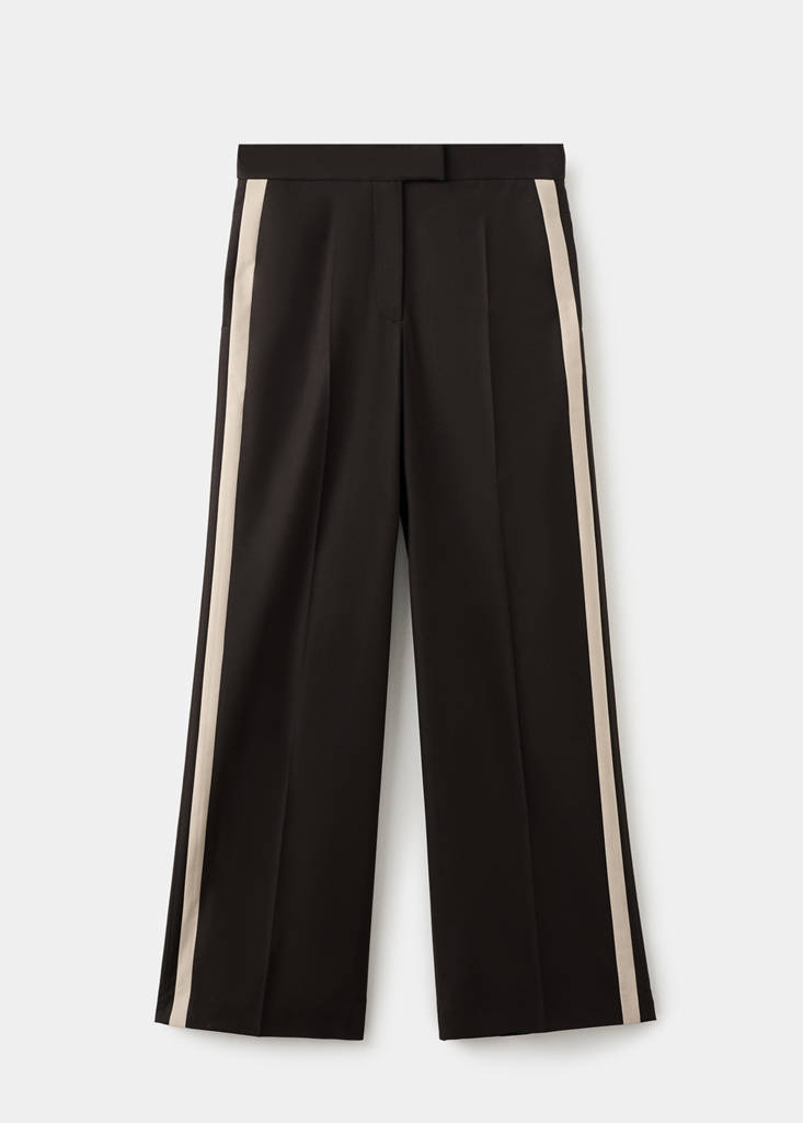Pantalon Wide Leg À Rayures En Contraste