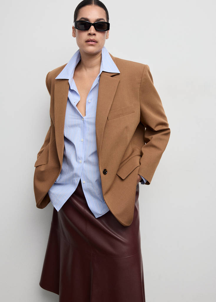 Blazer De Costume Droit Avec Poches À Rabat