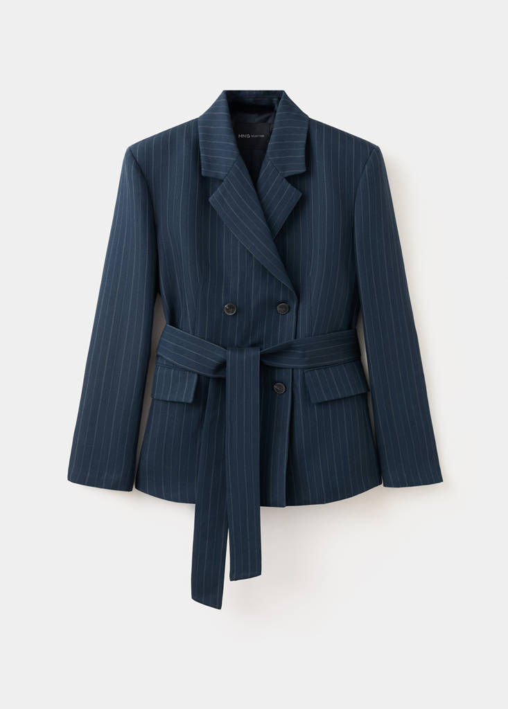 Blazer Fines Rayures Ceinture
