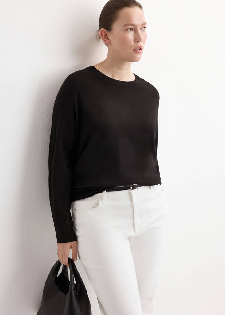 Jersey De Punto Fino Con Cuello Redondo