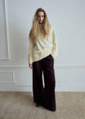 Pantalon Wide Leg À Pinces Taille Normale