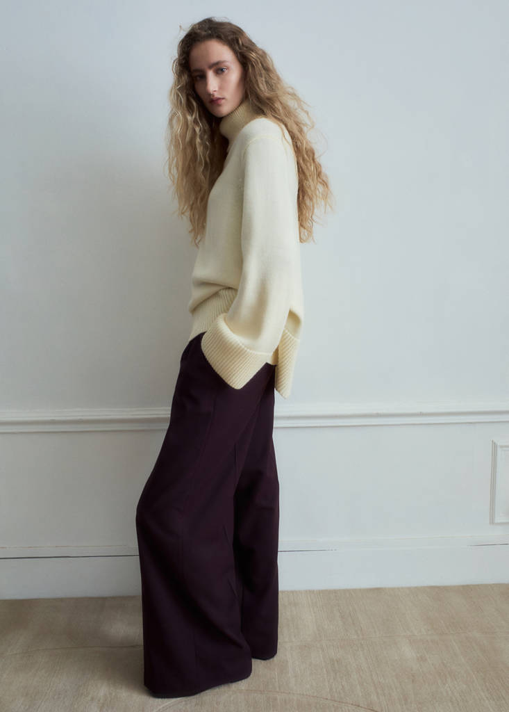 Pantalon Wide Leg À Pinces Taille Normale