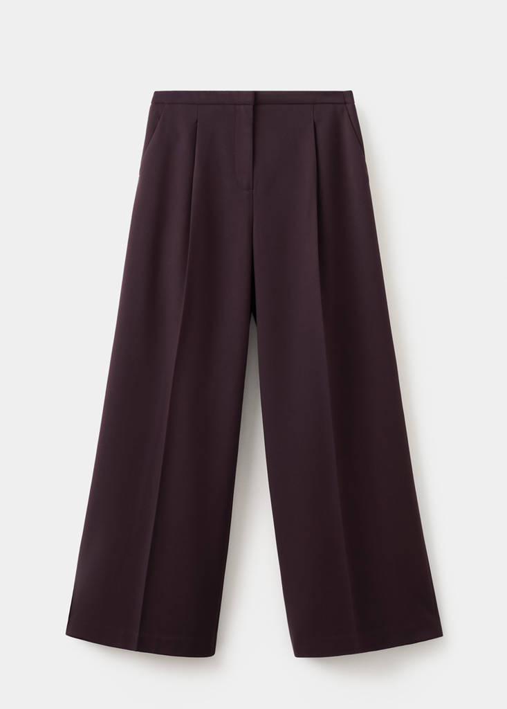 Pantalon Wide Leg À Pinces Taille Normale