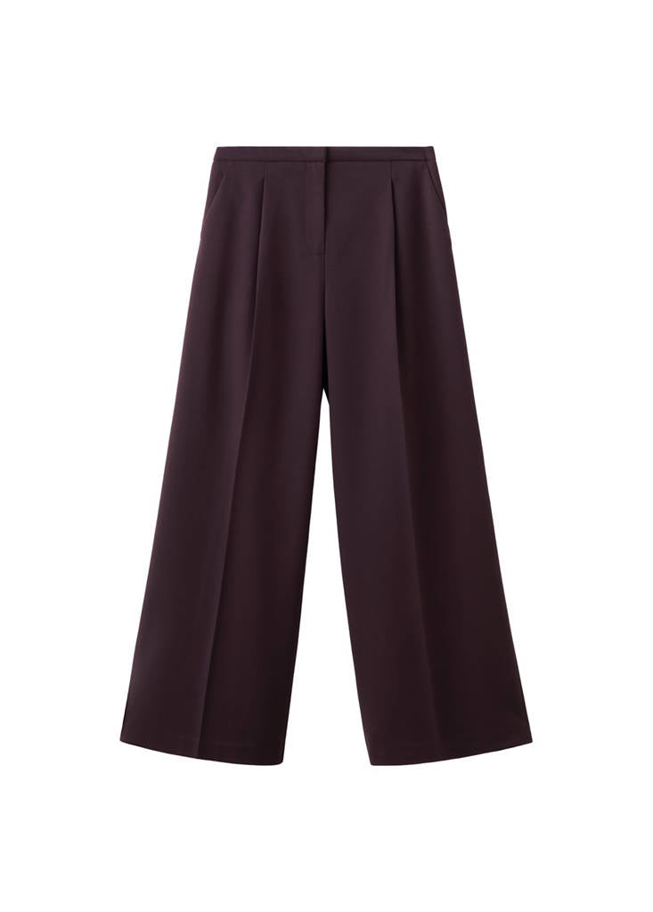 Pantalon Wide Leg À Pinces Taille Normale