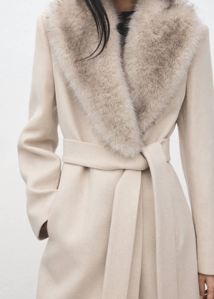 Manteau Laine Manteco Col Fausse Fourrure