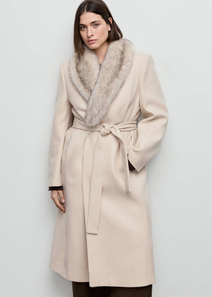 Manteau Laine Manteco Col Fausse Fourrure