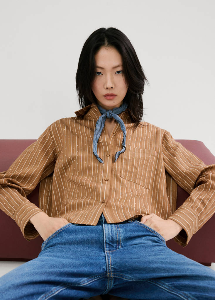 Chemise Rayée Avec Détail Strass