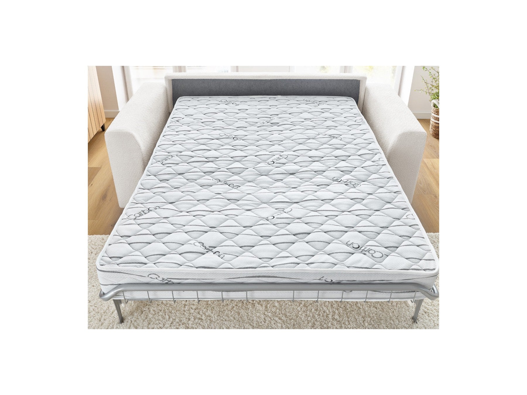 Convertible Straight Sofa Express Opening - Augustin - Bouclé Fabric - 140X200