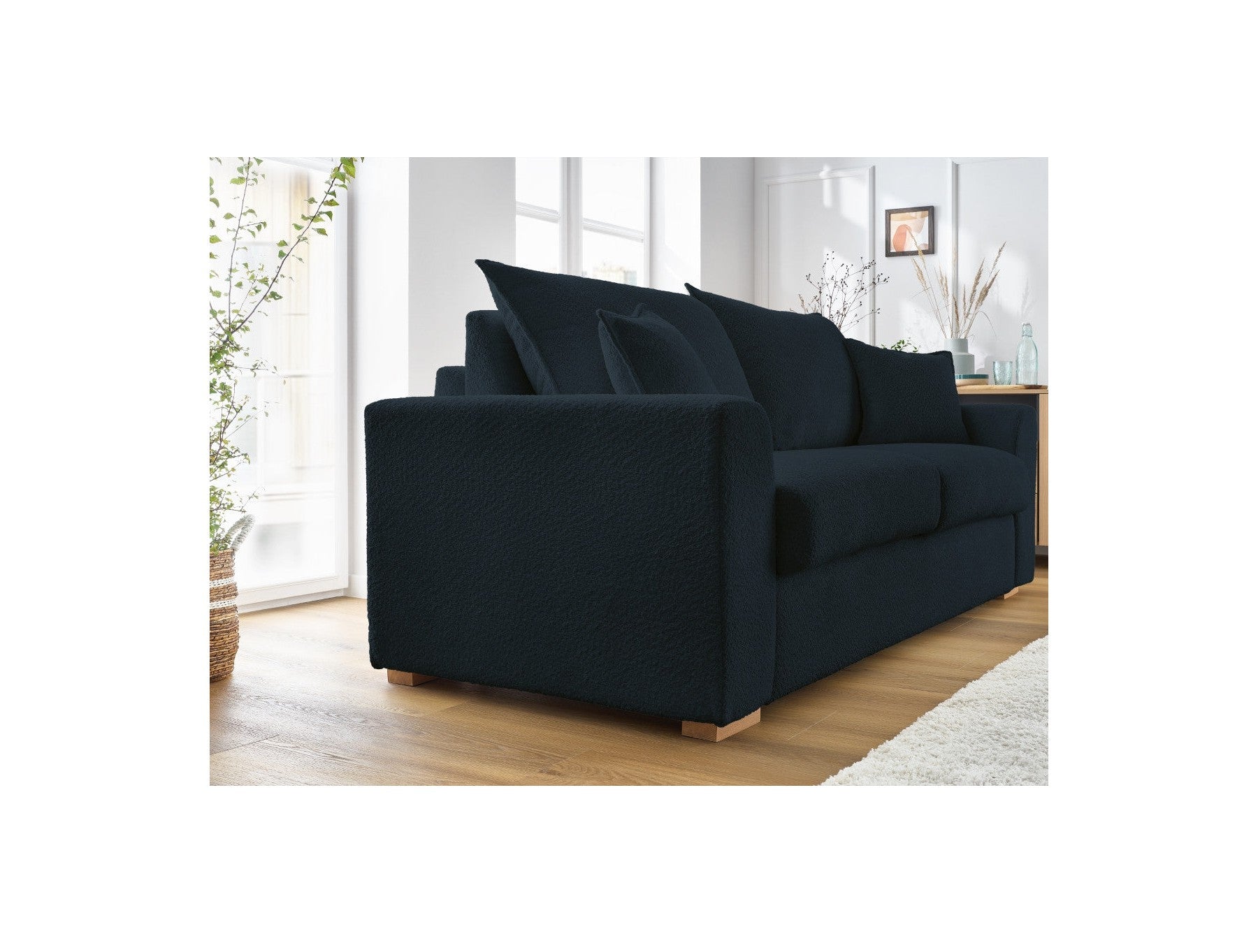 Convertible Straight Sofa Express Opening - Augustin - Bouclé Fabric - 140X200