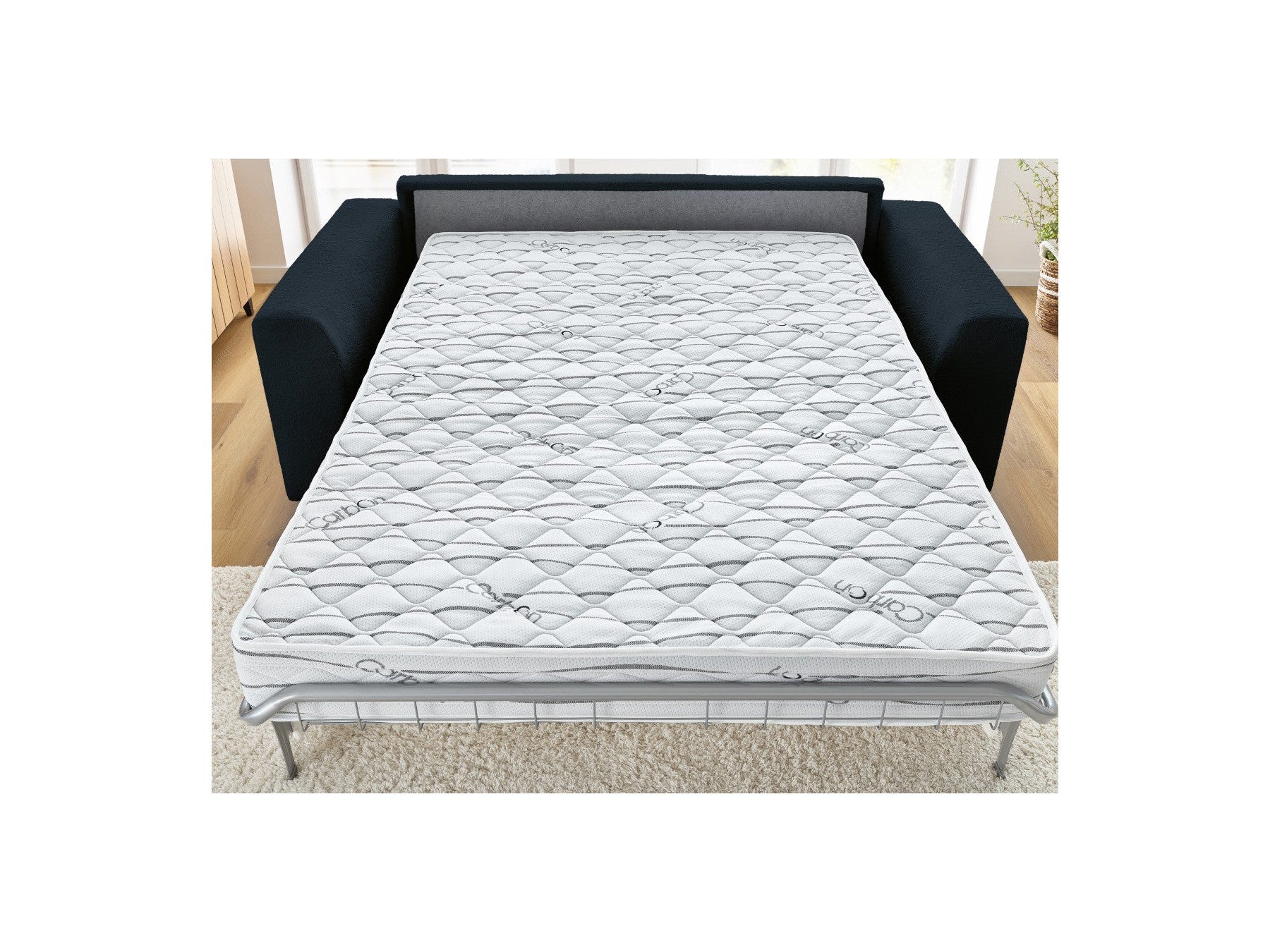 Convertible Straight Sofa Express Opening - Augustin - Bouclé Fabric - 140X200