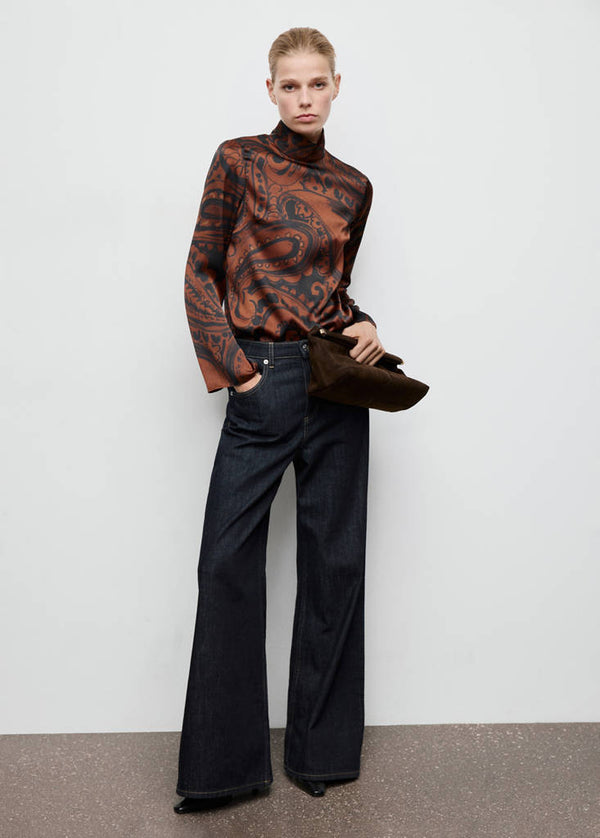 Blouse Satinée Imprimé Cachemire