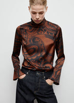 Blouse Satinée Imprimé Cachemire
