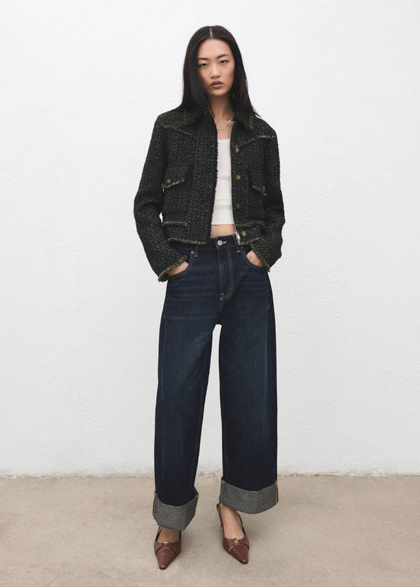 Giacca in tweed con colletto a revers