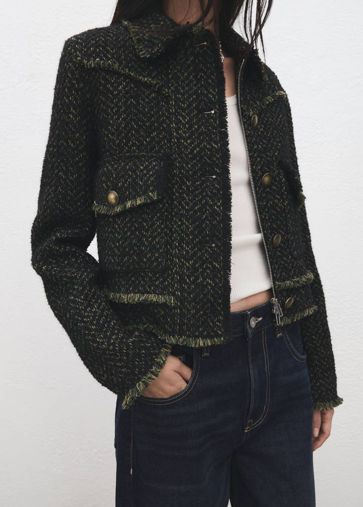 Veste Tweed Col À Revers