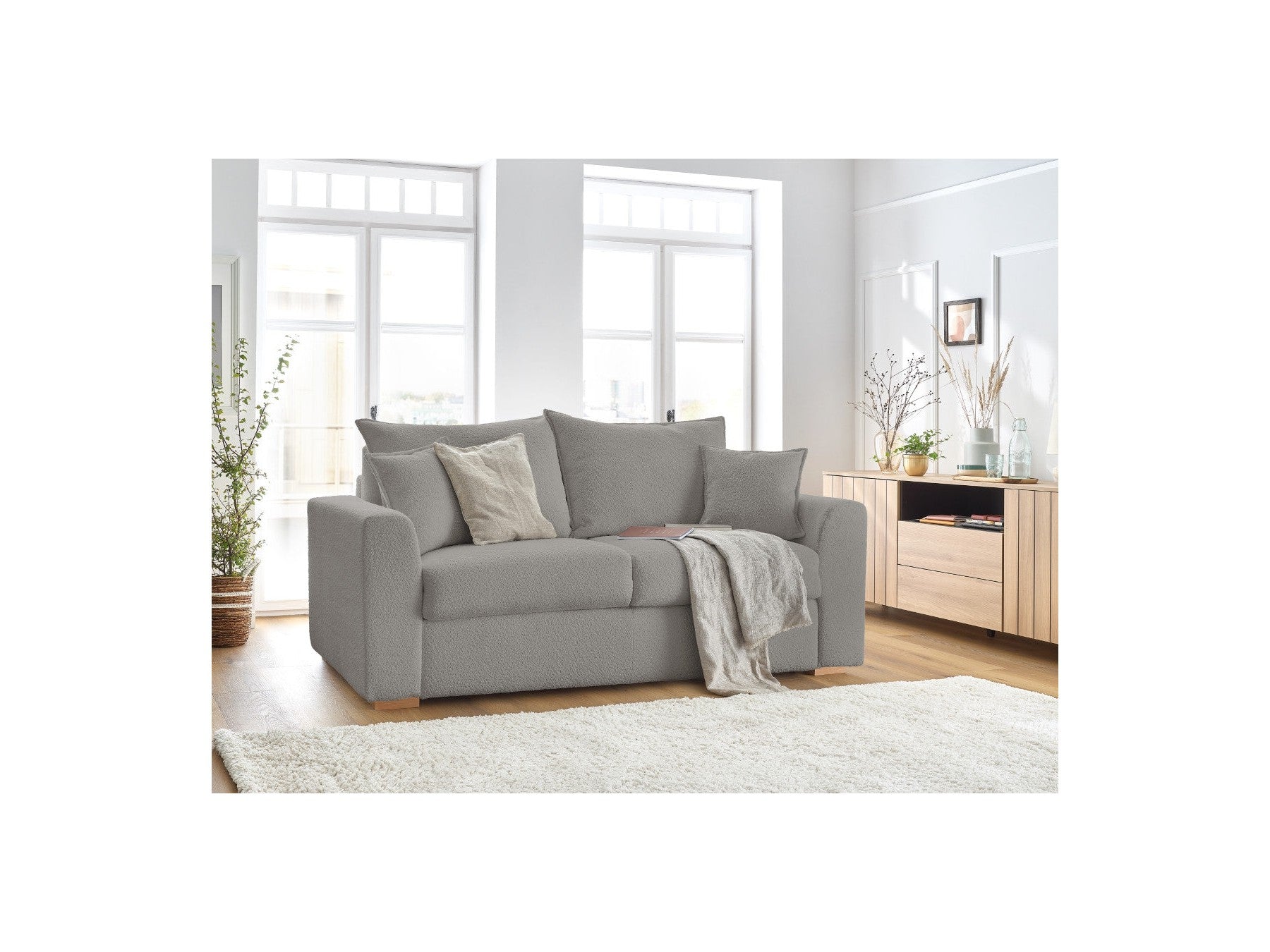 Convertible Straight Sofa Express Opening - Augustin - Bouclé Fabric - 140X200