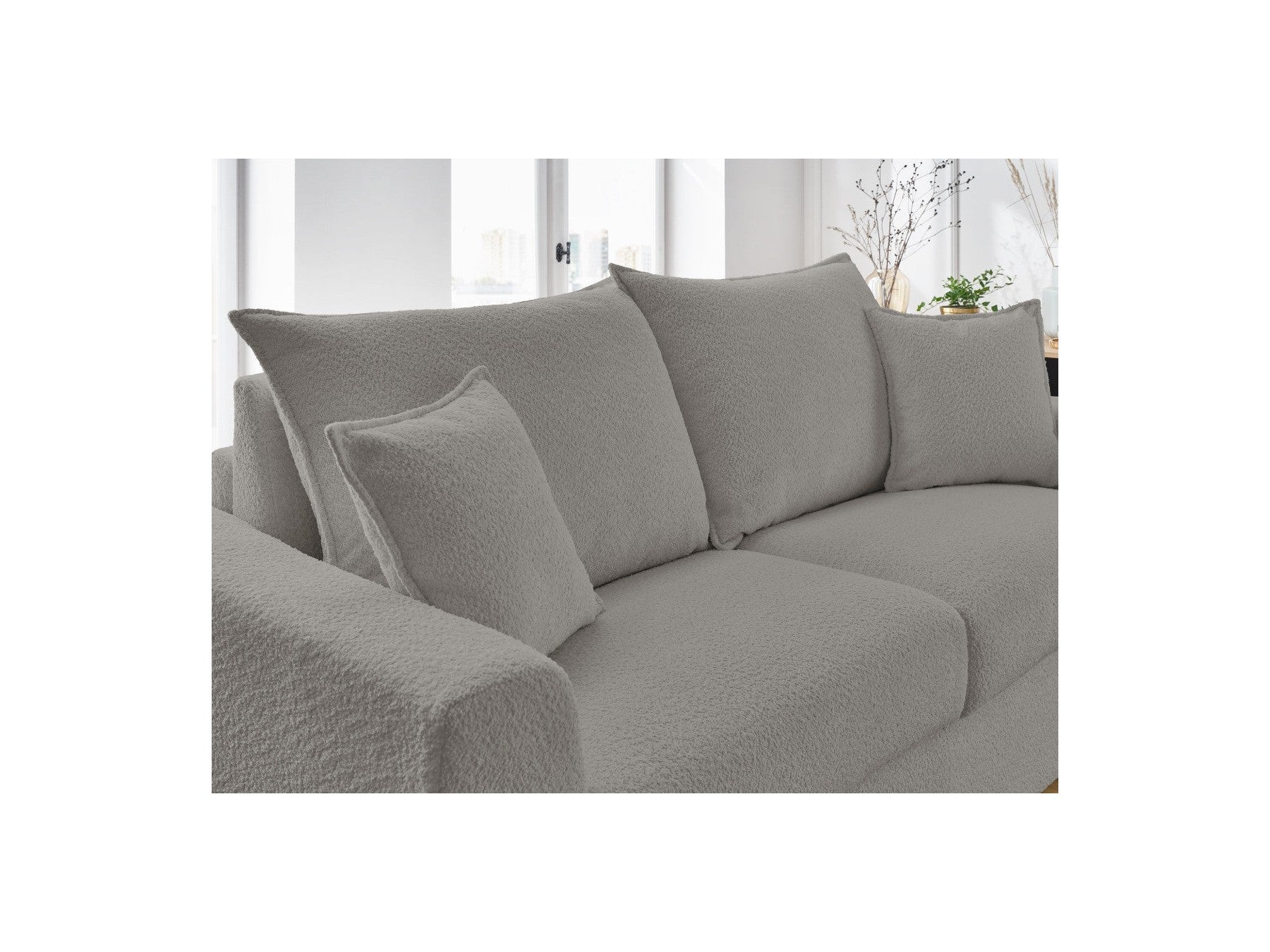 Straight Convertible Sofa with Express Opening - Augustin - Bouclé Fabric - 160X200