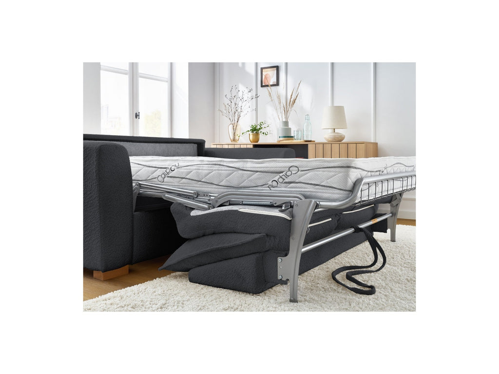 Straight Convertible Sofa with Express Opening - Augustin - Bouclé Fabric - 160X200
