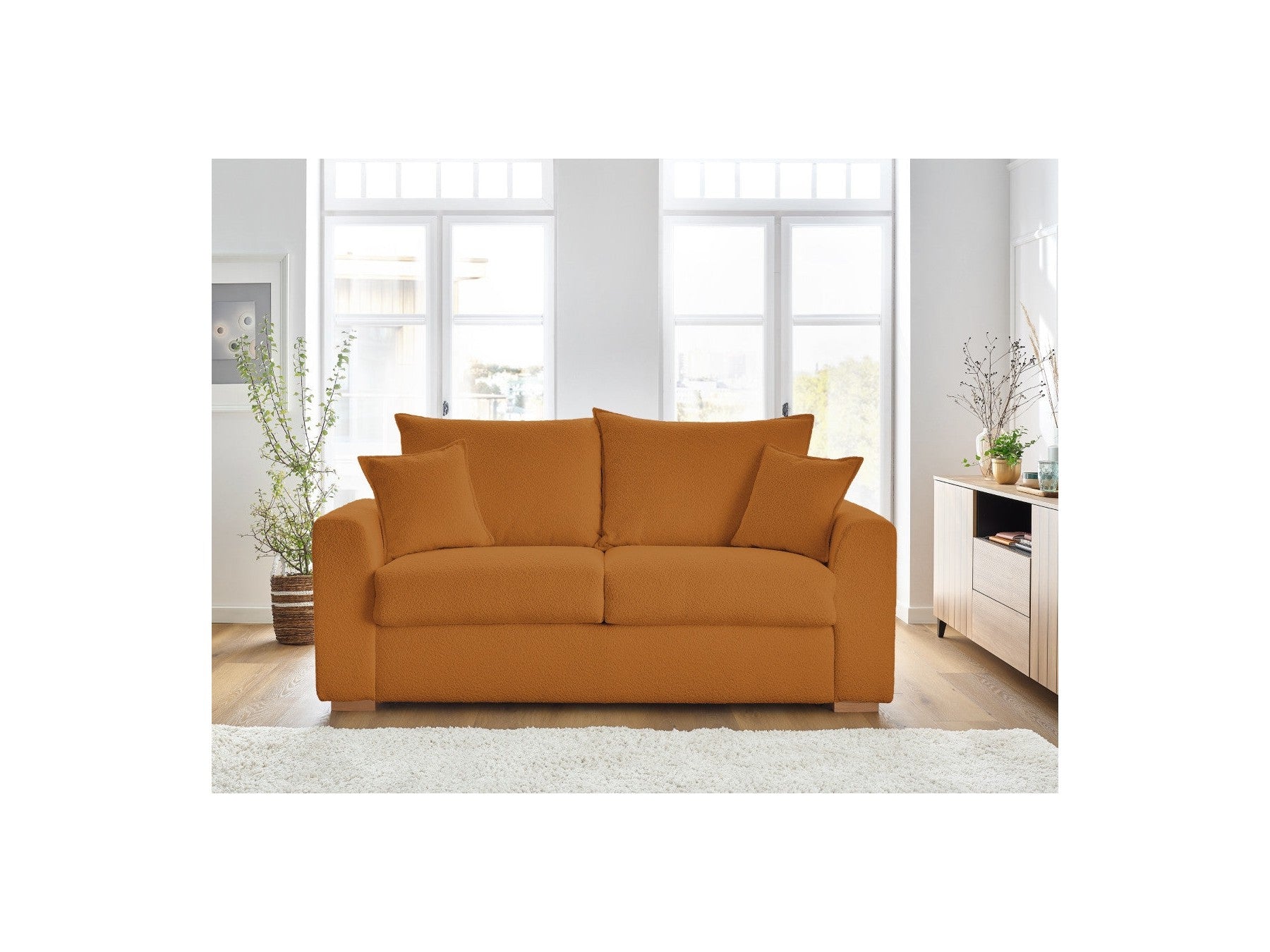 Convertible Straight Sofa Express Opening - Augustin - Bouclé Fabric - 140X200