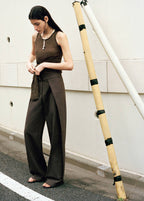 Pantalon Plissé Avec Ceinture