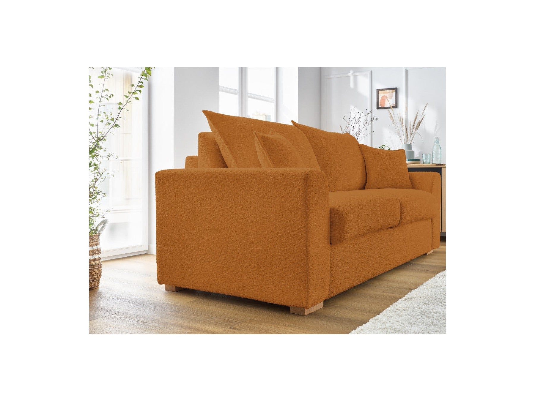 Convertible Straight Sofa Express Opening - Augustin - Bouclé Fabric - 140X200