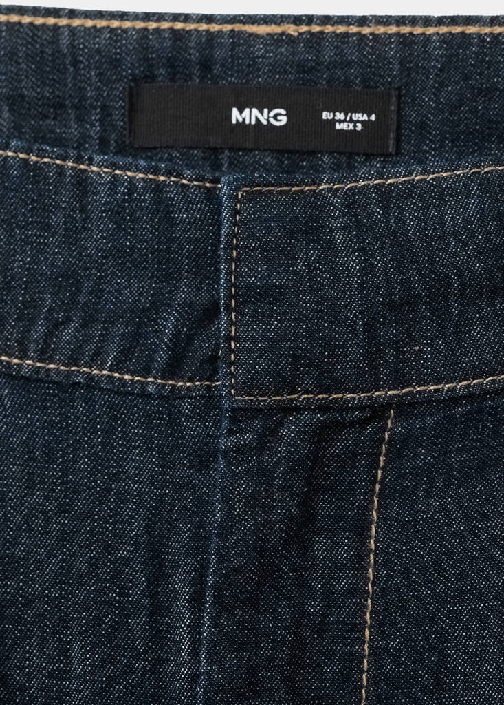 Pantalon Denim Large Avec Passants