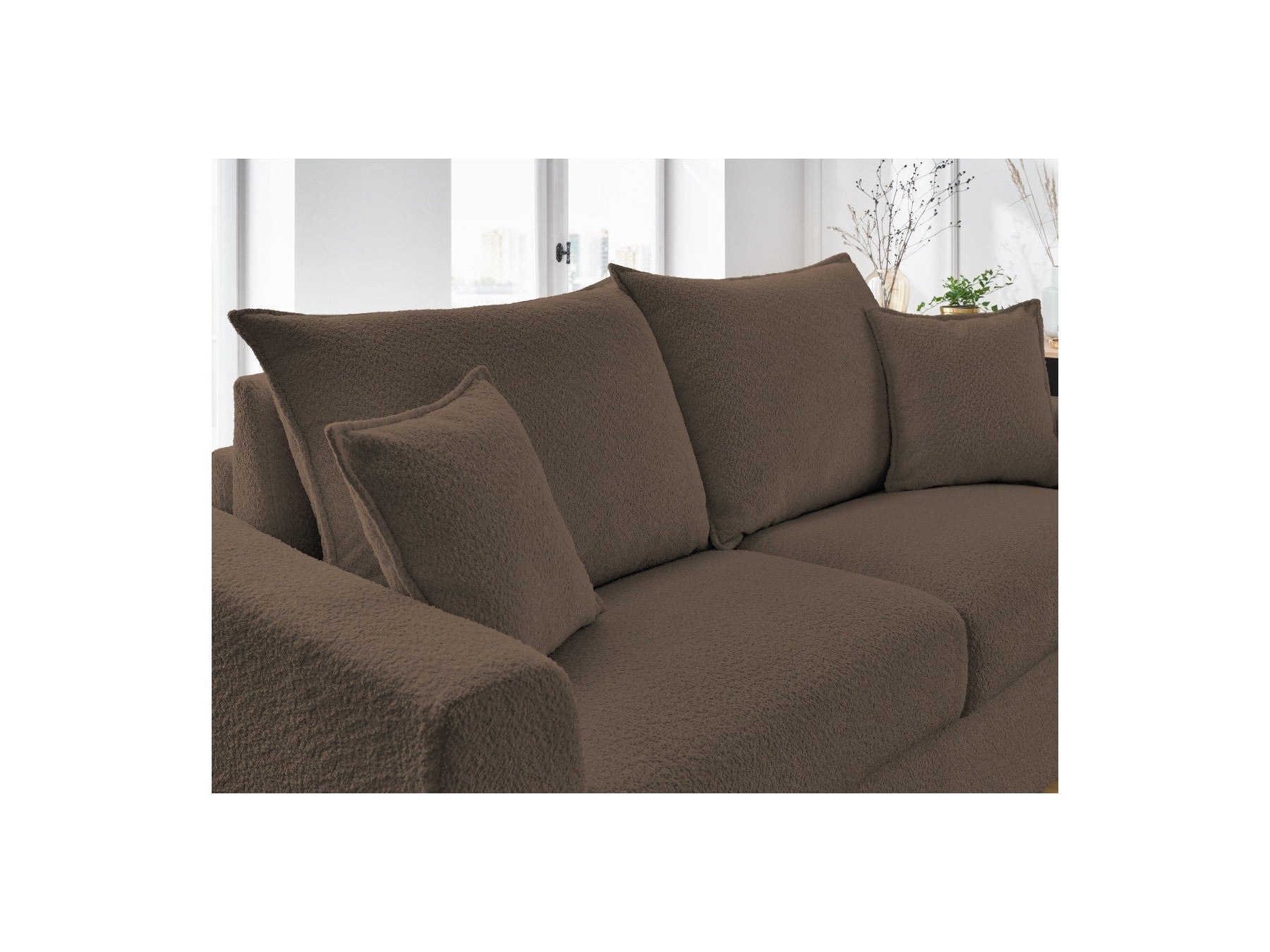 Convertible Straight Sofa Express Opening - Augustin - Bouclé Fabric - 140X200