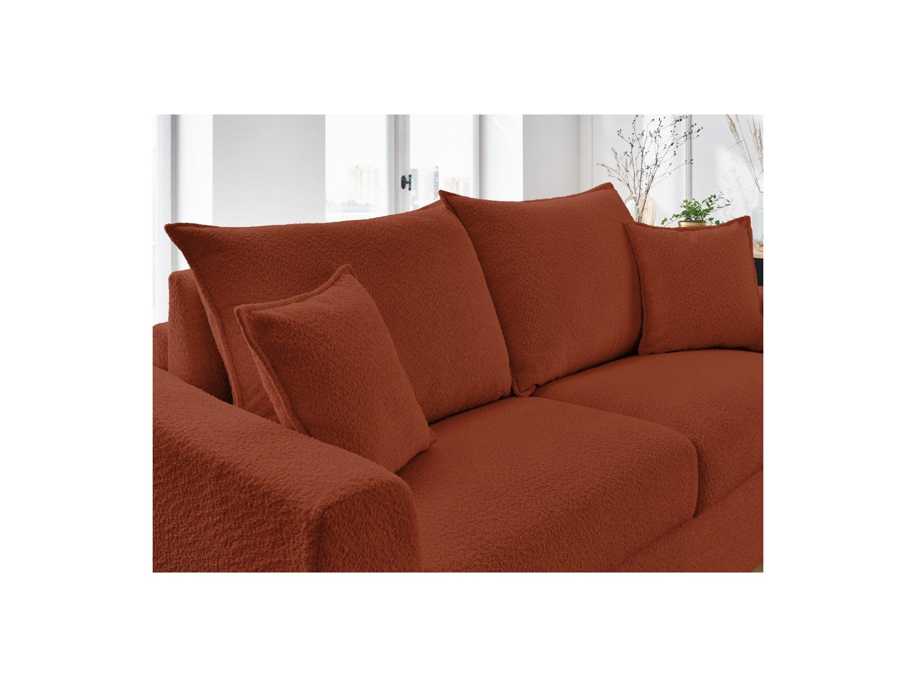 Convertible Straight Sofa Express Opening - Augustin - Bouclé Fabric - 140X200