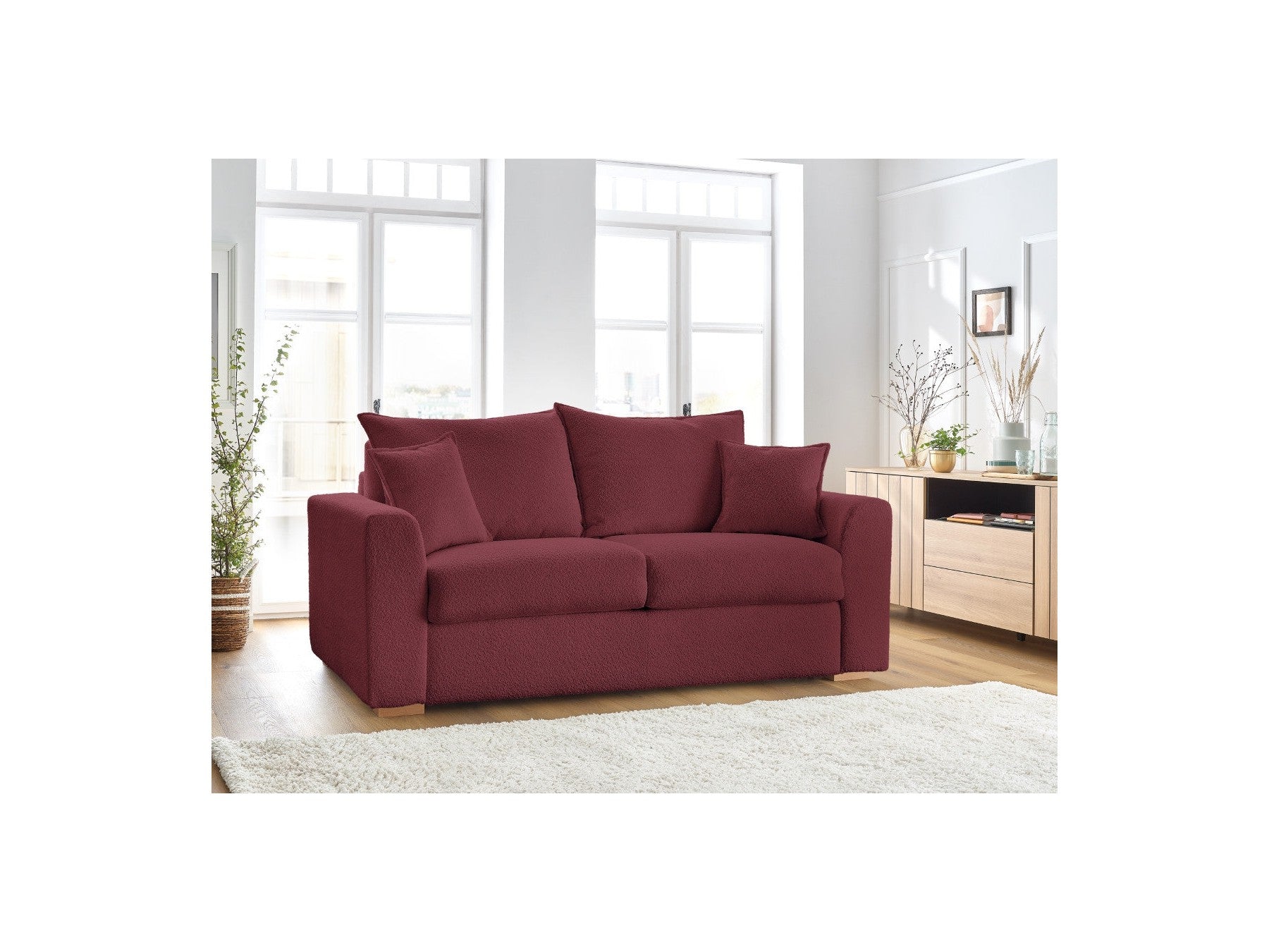 Convertible Straight Sofa Express Opening - Augustin - Bouclé Fabric - 140X200
