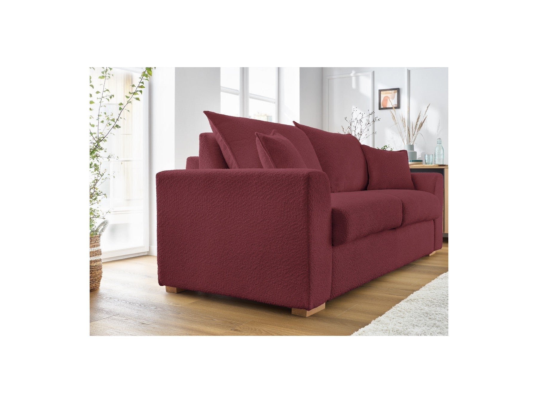 Convertible Straight Sofa Express Opening - Augustin - Bouclé Fabric - 140X200