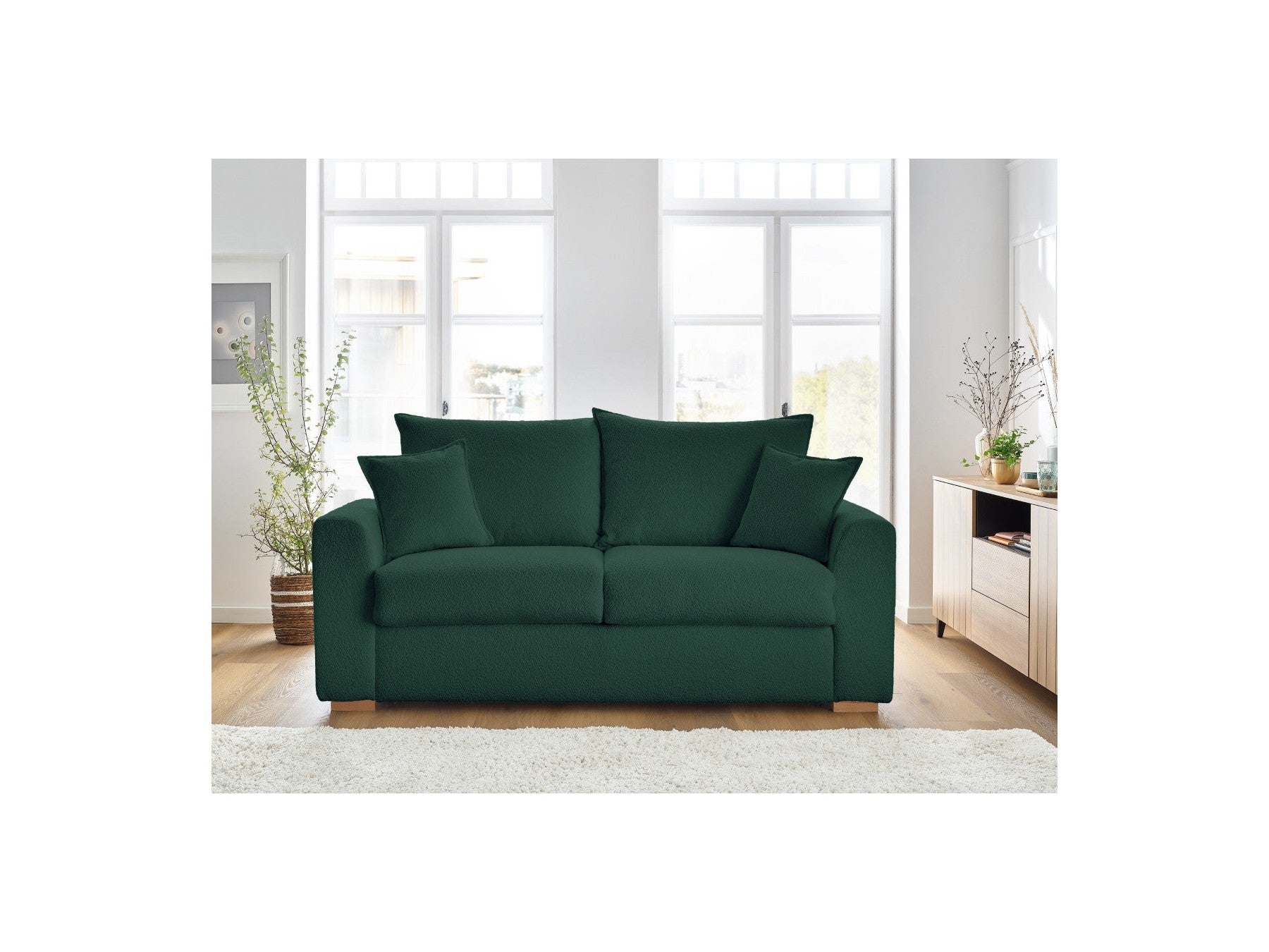 Convertible Straight Sofa Express Opening - Augustin - Bouclé Fabric - 140X200