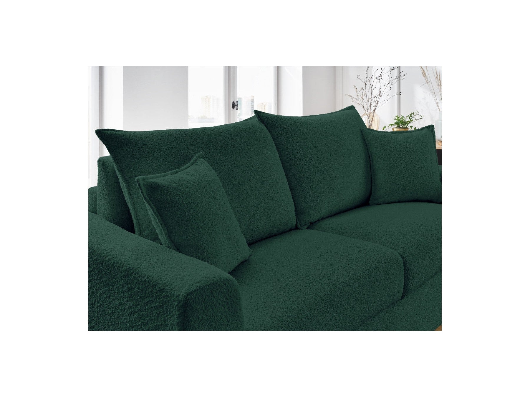Straight Convertible Sofa with Express Opening - Augustin - Bouclé Fabric - 160X200
