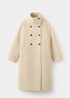 Manteau Laine Mélangée Col Cheminée
