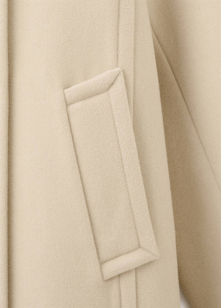 Manteau Laine Mélangée Col Cheminée
