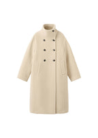 Manteau Laine Mélangée Col Cheminée