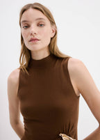 Robe Maille Col Montant Broche