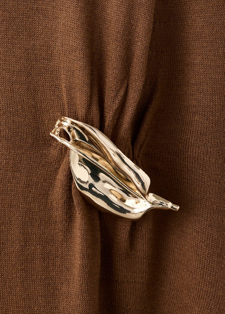 Robe Maille Col Montant Broche