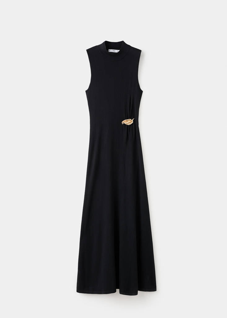 Robe Maille Col Montant Broche