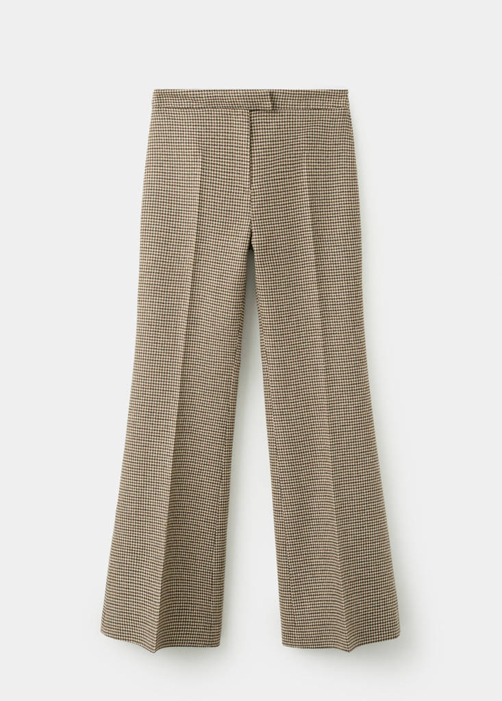 Pantalon En Laine Mélangée Pied-De-Poule