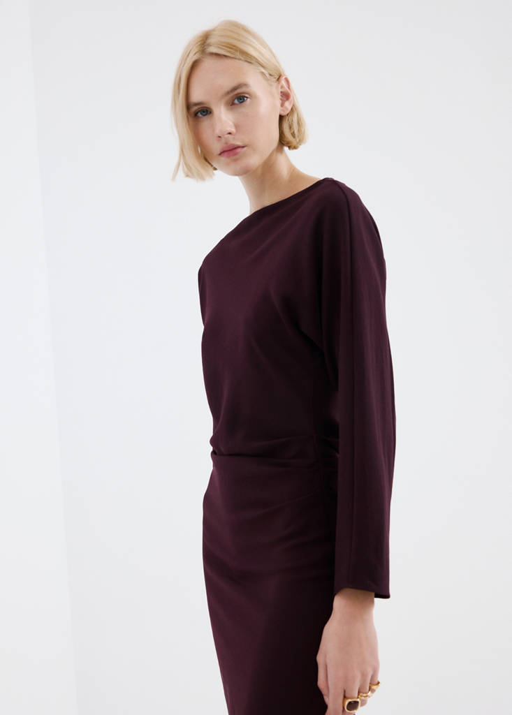 Robe Col Bateau Froncée