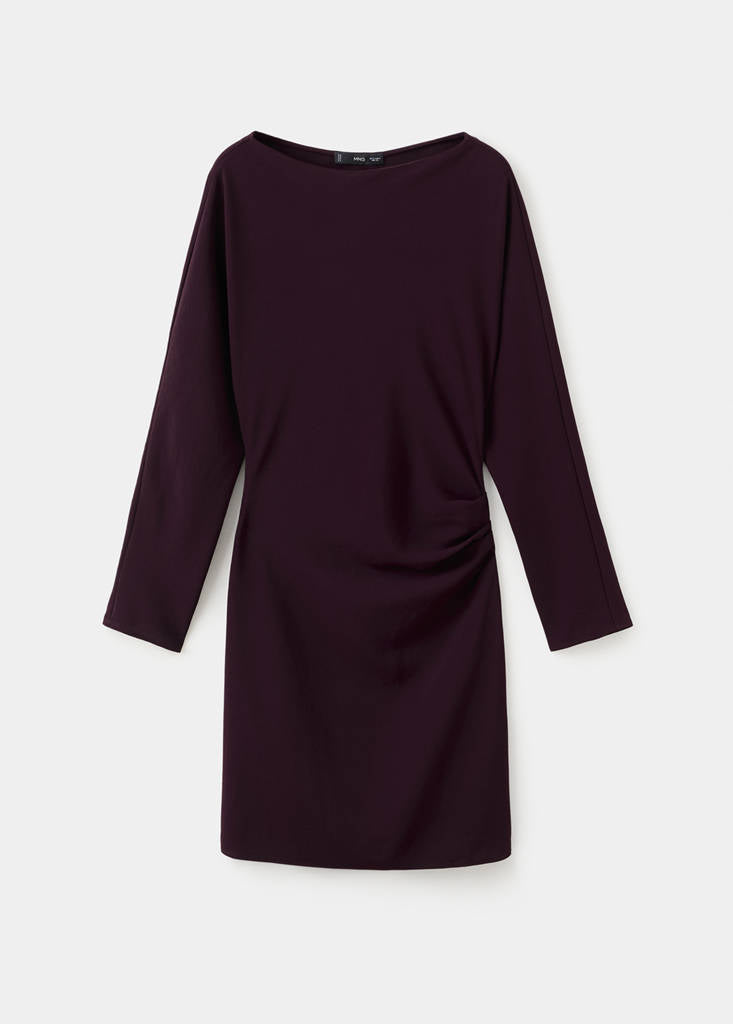 Robe Col Bateau Froncée