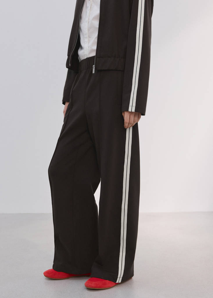 Pantalon Droit Rayure Contrastée
