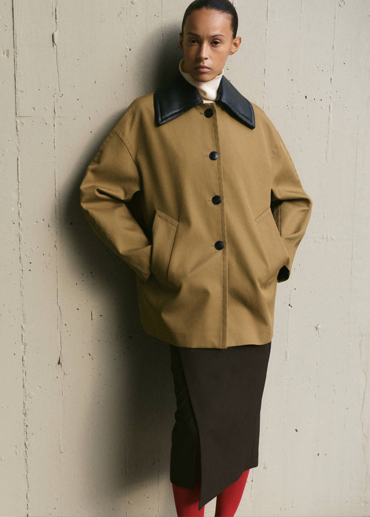 Trench Col En Cuir Synthétique