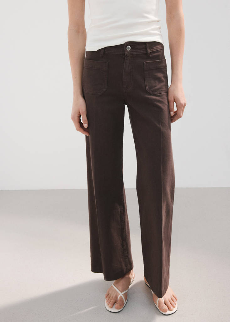 Jeans Anchos Con Bolsillos